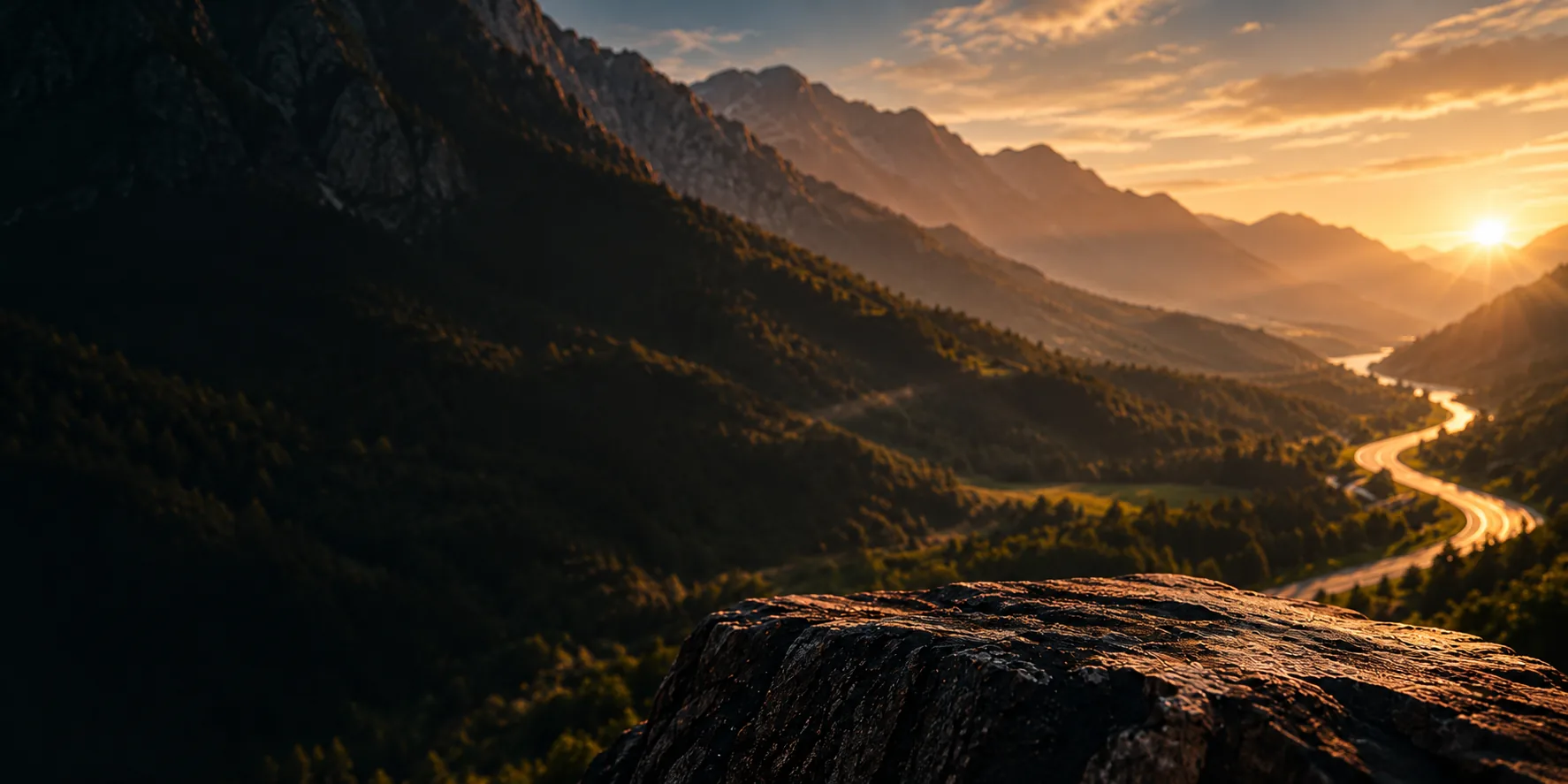 Mountain landscape at sunrise