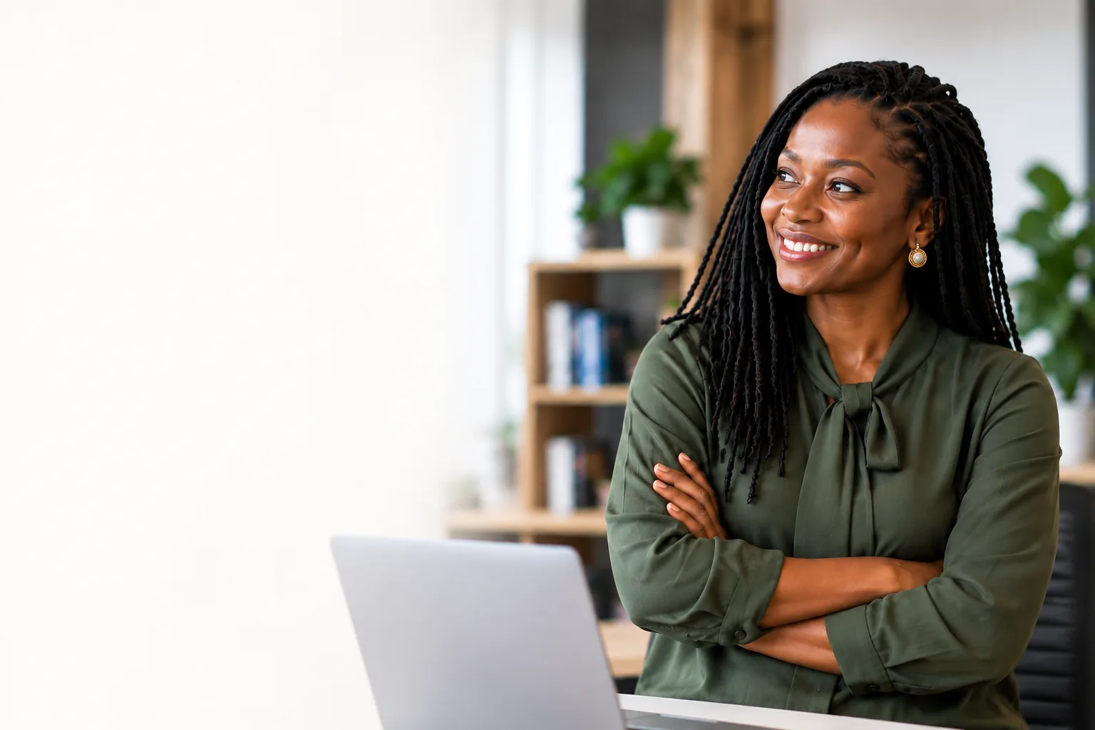 African professional working at a desk