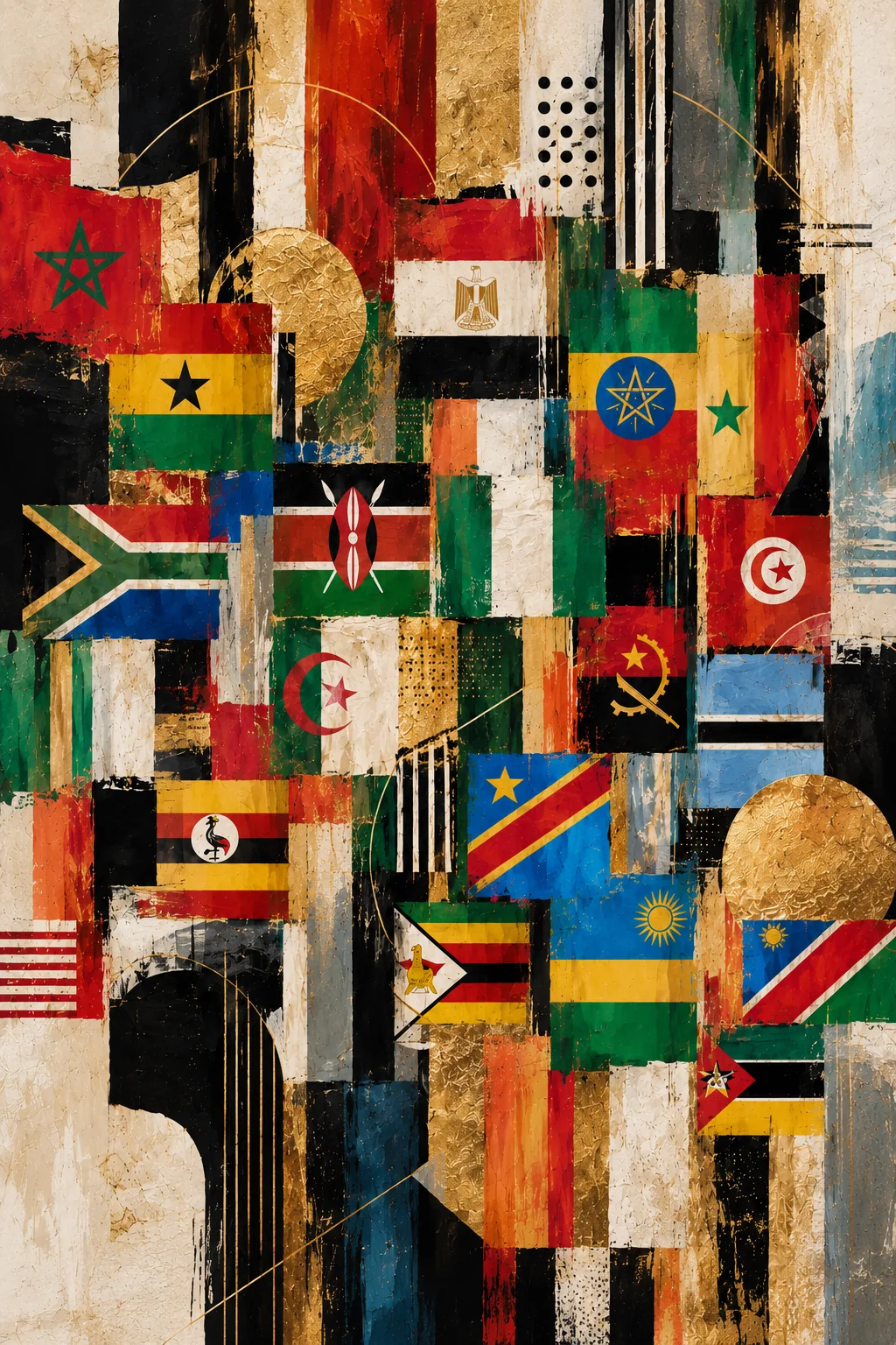 African flags and mixed-media collage